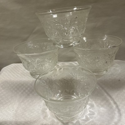 ANCHOR HOCKING CLEAR SANDWICH CUSTARD CUPS 3 5/8''  RARE (4) 326