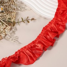 5.5 Yards 3D Pleated Chiffon Lace Trim 2" Sewing Fabric Trim, Red