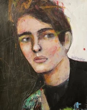 Original Painting Art  Abstract Face Expressionist Man Portrait 14x11