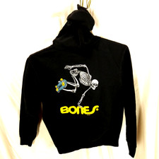 Powell Peralta Bones Skateboard Skeleton Black Hoodie Men's M Fits Tight