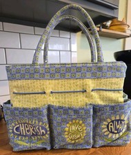 Debbie Mumm Garden Tote Craft Organizer Bag w/ Pockets NWT Jo-Ann Fabrics Blue