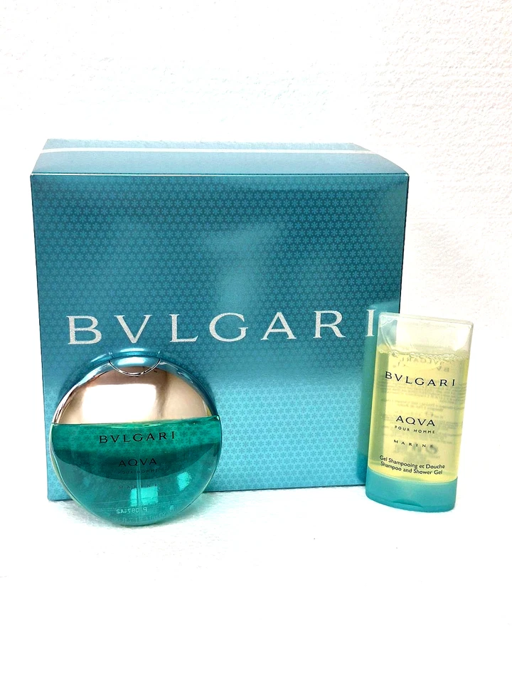BULGARI AQUA POUR HOMME MARINE MEN SET 1.7 EDT SPRAY 2.5 SHOWER GEL & POUCH - Image 2 of 4