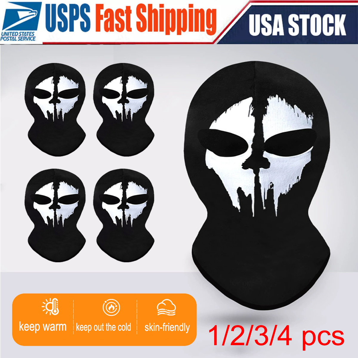 Tactical Ghost Mask Scary Skull Full Face Mask Ski Bike Hood Baclava Balaclava