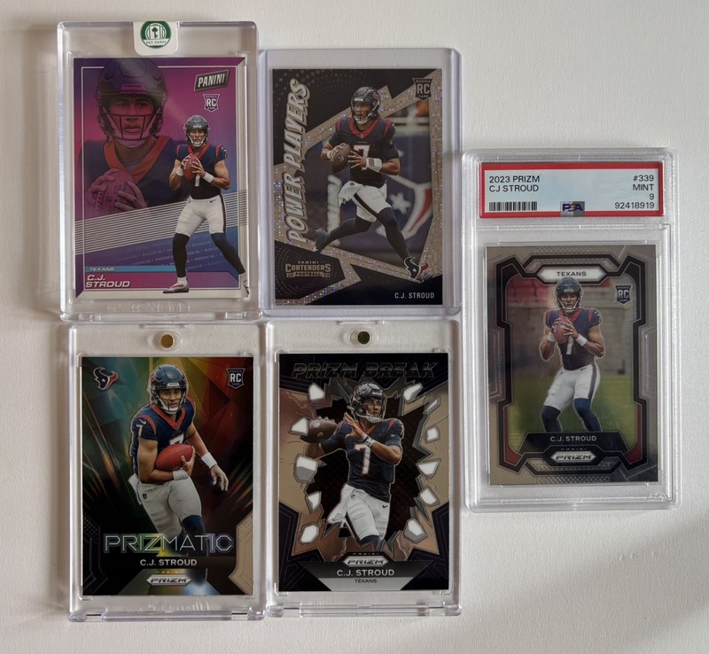 CJ Stroud 2023 5 Rookie card lot of 5.  Inserts and one PSA 10 Prizm. 