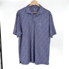 Rhoback The Edge Men s L Performance Polo Golf Pin Print Quiet Luxury EUC