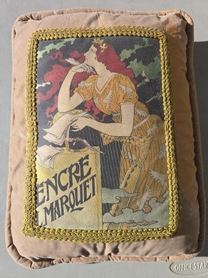 Encre L. Marquet By Eugene Grasset Vintage French Advertising Art Nouveau Pillow