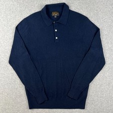 J Crew 100 Cashmere Sweater Polo Collared Long Sleeve Knit Medium Men Blue READ