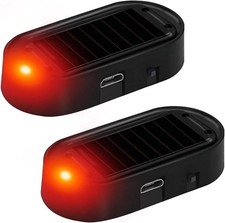 2 PCS Car Solar Power Simulated Dummy Alarm, Anti-Theft LED Flashing Security