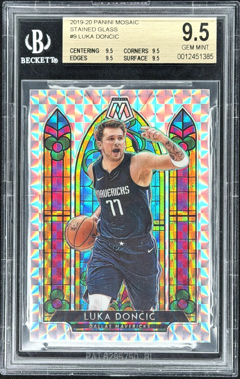 Luka Doncic 2019-20 Panini Mosaic #9 Stained Glass BGS 9.5 SSP Case Hit