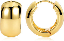 Chunky Thick Hoop Earrings for Women Gold Hoops Huggie Earrings for Men Gift
