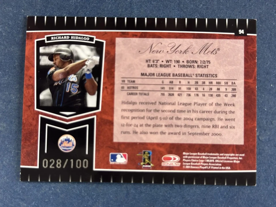 2004 Leaf Certified Red #94 Richard Hidalgo New York Mets /100 - Image 2 of 2