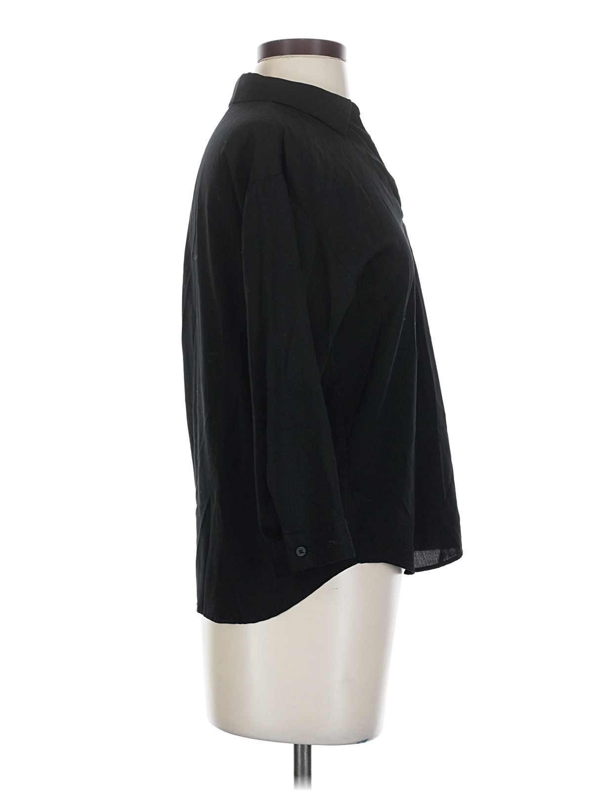 Uniqlo Women Black 3/4 Sleeve Blouse XS thumbnail 3