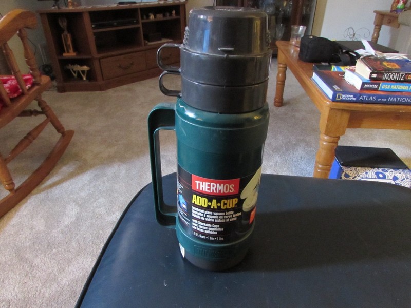 Vintage 1992 Green Thermos Add A Cup Vacuum Insulated New, Unused