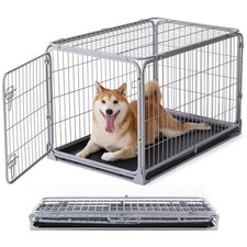 Foldable Dog Crate for Medium Dogs - 36 inch Escape-Proof Metal Kennel with D...