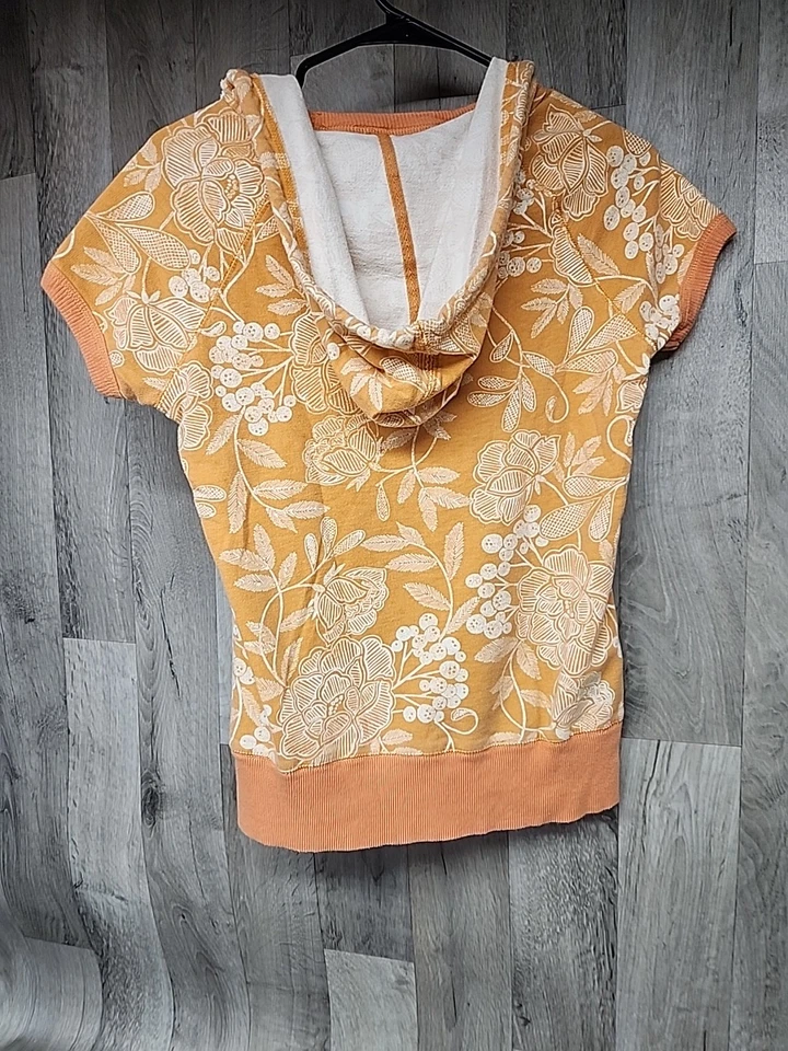 Sudadera con Capucha Floral Merona Manga Corta 100% Algodón Talla Pequeña - Naranja Foto 2 de 4