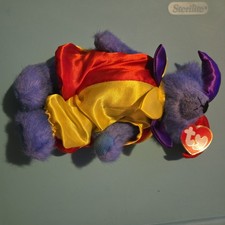 Ty Beanie Baby "Calliope" The Jester Clown Blue Bear 1993 Attic Heirloom