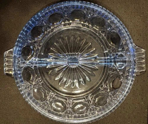 Vintage Federal Glass Windsor Blue divided relish dish