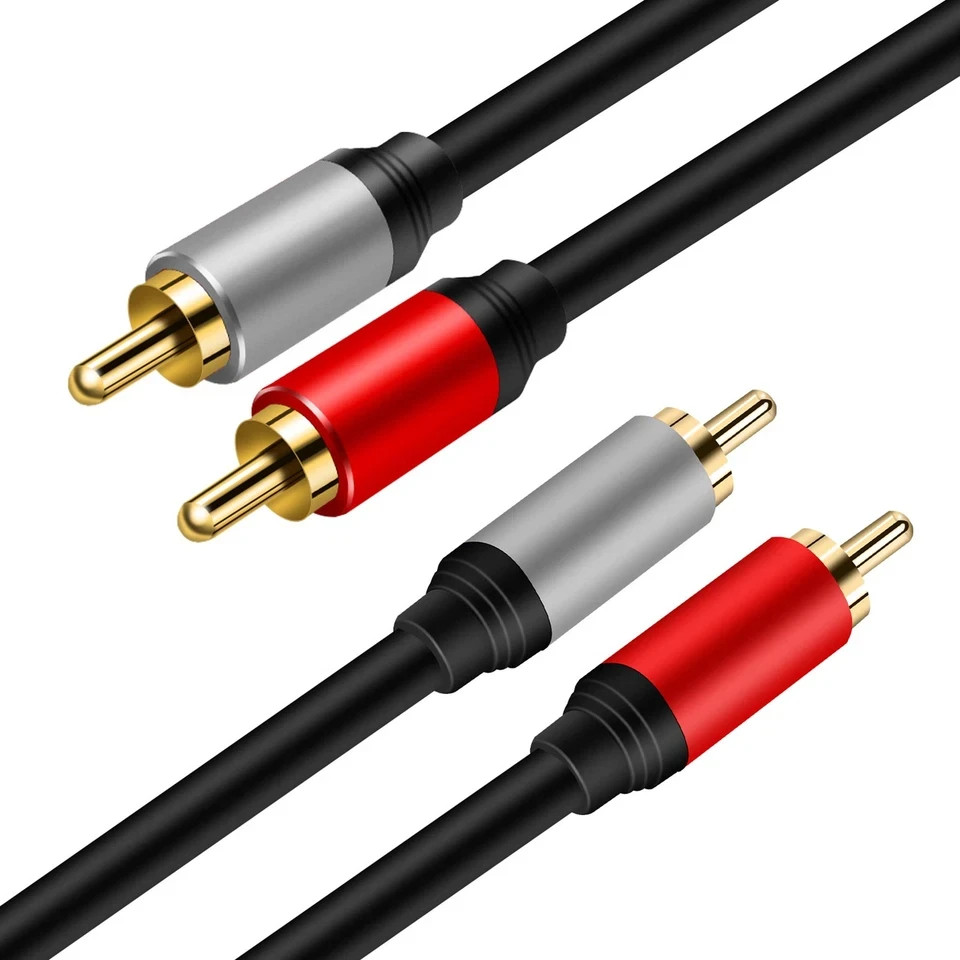 2RCA to 2RCA Cable 3Ft, Gold-Plated 2 RCA Male to 2 RCA Male Stereo Audio Cable