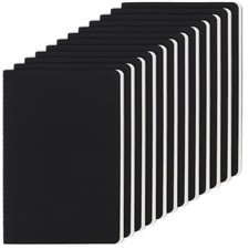 12 St&uuml;ck Notizbuch A5 Notizheft, 30 Blatt/60 Seiten, Schwarz
