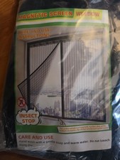 Magnetic Window Insect Screen Mesh Fly Mosquito Net Black 110x120cm