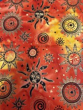 BOUFFANT STYLE SURGICAL Scrub Hat Moons And Suns And Stars Orange Yellow Black