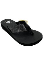 Yellow Box Women's Chellie Slip-On Thong Wedged Sandals Black