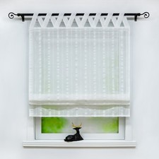 Raffrollos mit Schlaufen Raffgardinen Leinen Küche Gardinen Transparent Landhaus