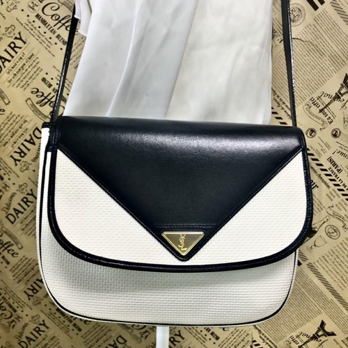 Used Yves Saint Laurent Shoulder Bag Pochette YSL White Authentic Japan