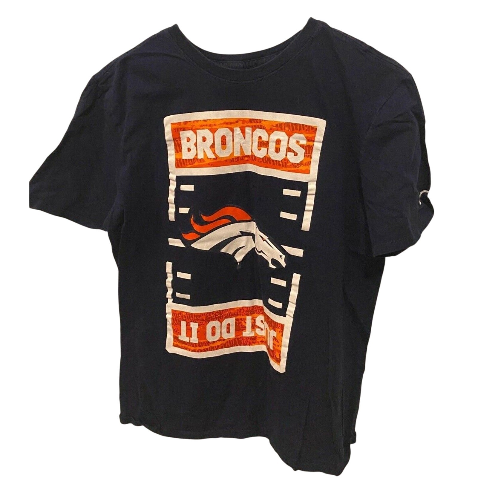 Nike Shirt Denver Broncos Men's Size L Large NFL Football Dark Blue Short Sleeve