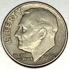 1960-D Roosevelt Dime - Circulated Condition - 90% Silver - US Coin - 3015