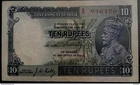British India Administration KG V. 10 Rupees #p 16b. Banknote. 1928-35