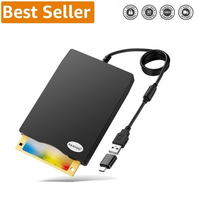 External 3.5'' USB Floppy Disk Drive for Windows - Easy Plug & Play Access