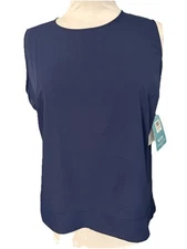 Coolibar Women Large Navy Blue UPF 50+ St. Tropez Swing Tank Top Sleeveless NWT￼