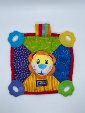 Nuby Colorful Lion Security Blanket Lovey Crinkle Teather Squeaker Toy