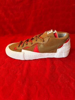 NIB Nike Blazer Low Sacai Shoes British Tan Red DD1877-200 Men's 14