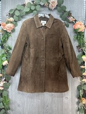 Cherokee Brand Jacket Brown Suede Leather Long Coat Womens Size Xlarge
