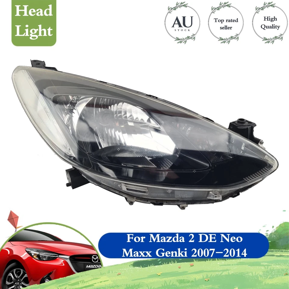 TOP For Mazda 2 DE Neo Maxx Genki Sport 2007-2014 Pair LH+RH Head Light Black - image 2 of 4