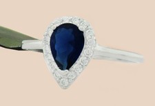 LAB CREATED BLUE WHITE SAPPHIRE RING .925 Sterling Silver - NEW WITH TAG