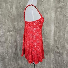 Vintage 90s Inner Most Red Lace Babydoll Chemise Sexy Lingerie Ruffle Trim