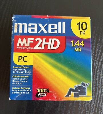 Maxell 9 Count Color MF 2HD 1.44 MB PC 3.5 Inch High Density Floppy Disks