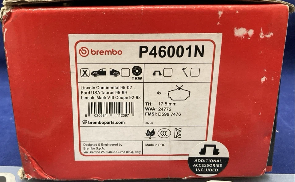 NUEVO GENUINO BREMBO P50052 Juego de pastillas de freno de disco de cerámica trasero Foto 2 de 2