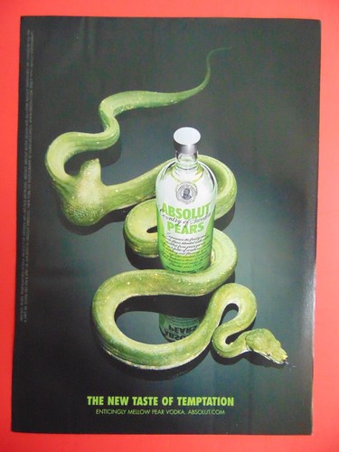 2007 ABSOLUT Mellow PEAR VODKA with a Snake photo art print ad
