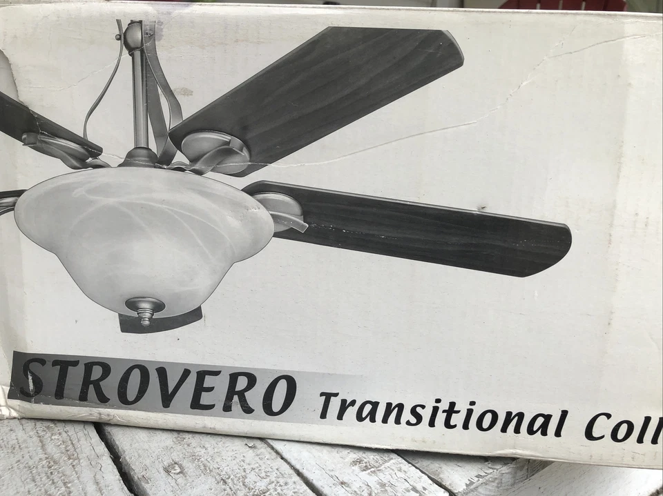 Big As Fan  52", NOS Low Profile Light, Brushed Nickel Pewter Strovero, 5 Blades - Image 3 of 4