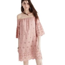 Madewell Eyelet Off The Shoulder Dress in Dusty Clay Size 6