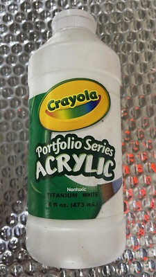 Crayola Portfolio Non-Toxic Acrylic Paint, 1 pt Squeeze Bottle, TITANIUM WHITE