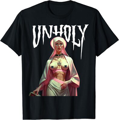 NEW LIMITED Funny Horror Unh0ly Nun, Pink Nun Design Gift Idea Tee T-Shirt