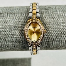 Armitron Watch Womens 20mm Rhinestone Bezel Two Tone Oval Elegant New Battery