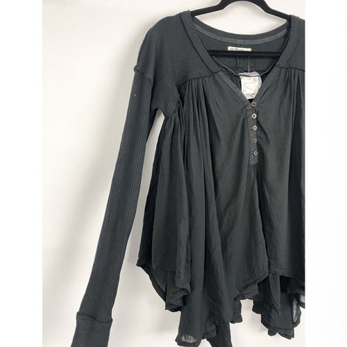Top tunica lirico Free People XS blusa nera asimmetrica strega capricciosa nuovo con etichette - Foto 4 di 10