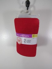 New Wonder Nation Toddler Girls Cotton Tights 2 Pair Size 18 36 Months Red White