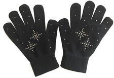 Fedol Girls Ice Skating Gloves / Magic Stretch Gloves with Clear Rhinestone Snow